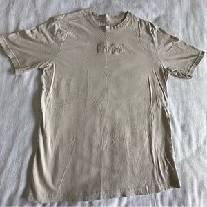 Brooklyn Laundry Mens 100% Cotton Embroidered Patch Beige Casual T Shirt Size L